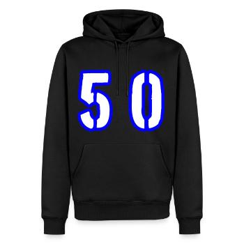 Symbole de 50 chiffres - Sweat à capuche Premium bio Homme - noir - Devant - Nico (187cm)