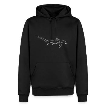 Requin-renard - Sweat à capuche Premium bio Homme - noir - Devant - Nico (187cm)