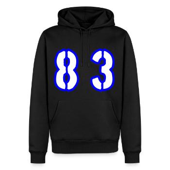 83 Symbole numérique - Sweat à capuche Premium bio Homme - noir - Devant - Nico (187cm)