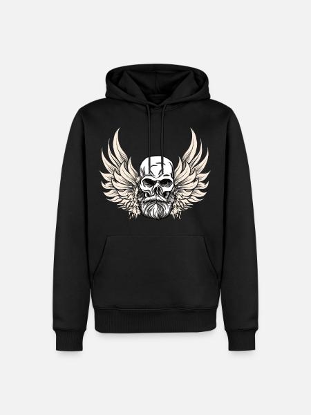 Skull with wings - angel wings - Men’s Premium Organic Hoodie - black