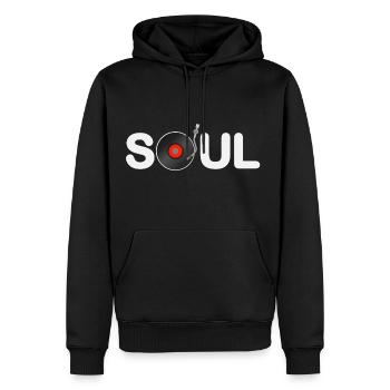 musique soul - Sweat à capuche Premium bio Homme - noir - Devant - Nico (187cm)