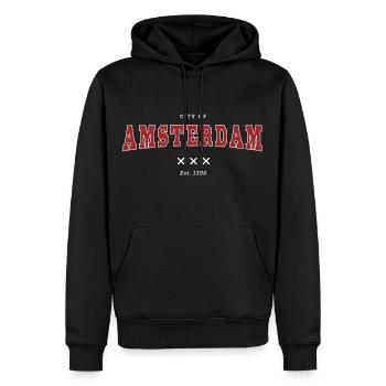 Amsterdam - Sweat à capuche Premium bio Homme - noir - Devant - Nico (187cm)