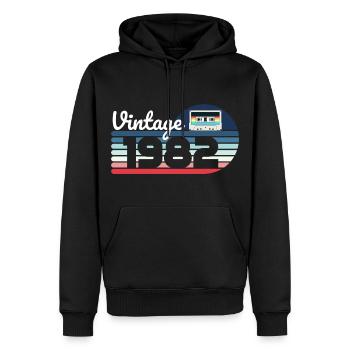Vintage 1982 birth in 1982 gift man woman - Men’s Premium Organic Hoodie - black - Front - Nico (187cm)