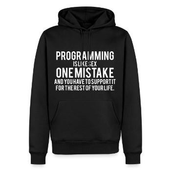 Programming is like sex software - Men’s Premium Organic Hoodie - black - Front - Nico (187cm)