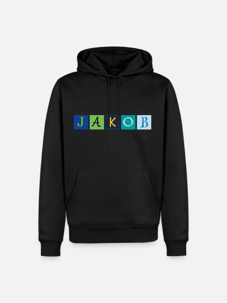 Jakob Name Letters - Men’s Premium Organic Hoodie - black