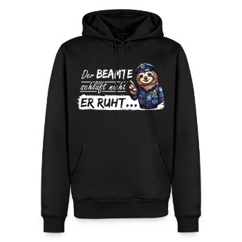 Polizei Polizist Spruch Faultier Schlaf Beamter - Männer Premium Bio Hoodie - Schwarz - Vorne - Nico (187cm)