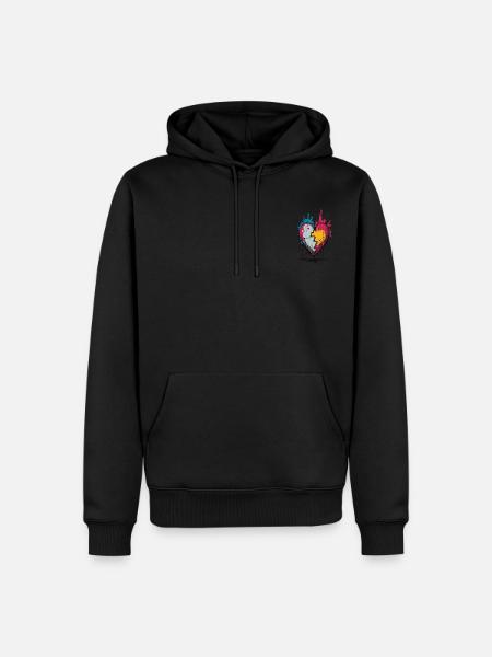 Herz für Kunstliebhaber - Männer Premium Bio Hoodie - Schwarz