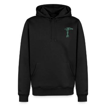 LA GRUE COULEUR NANTES À L'EAU - Sweat à capuche Premium bio Homme - noir - Devant - Nico (187cm)