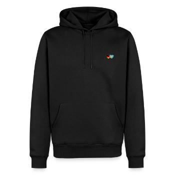 Deutschland Kasachstan Flagge Herz - Männer Premium Bio Hoodie - Schwarz - Vorne - Nico (187cm)