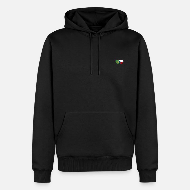 Brésil République tchèque Flag Heart - Sweat à capuche Premium bio Homme - noir