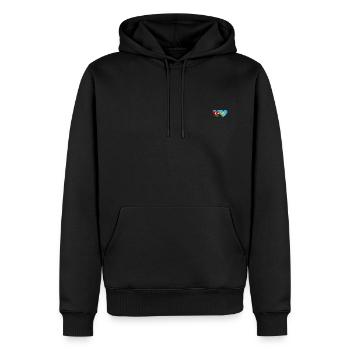 Aserbaidschan Kasachstan Flagge Herz - Männer Premium Bio Hoodie - Schwarz - Vorne - Nico (187cm)