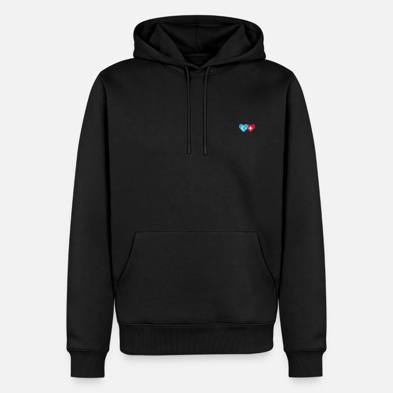 Cœur de drapeau suisse ouïghour - Sweat à capuche Premium bio Homme - noir