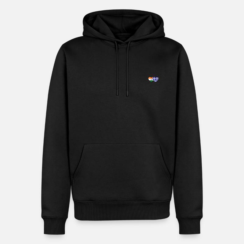 Inde Grèce Drapeau Coeur - Sweat à capuche Premium bio Homme - noir