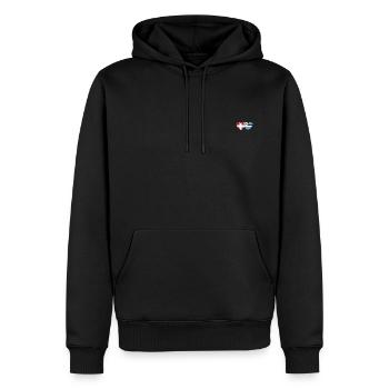 Danemark Uruguay Drapeau du cœur - Sweat à capuche Premium bio Homme - noir - Devant - Nico (187cm)