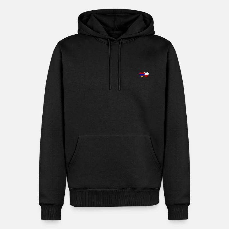 Arménie Pologne Drapeau Coeur - Sweat à capuche Premium bio Homme - noir