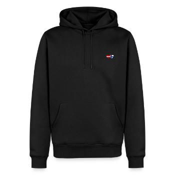 Lettonie Finlande Drapeau Coeur - Sweat à capuche Premium bio Homme - noir - Devant - Nico (187cm)