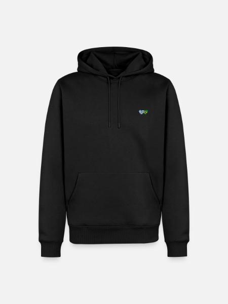 Grèce Brésil Flag Coeur - Sweat à capuche Premium bio Homme - noir