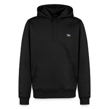 USA Ukraine Flagge Herz used - Männer Premium Bio Hoodie - Schwarz - Vorne - Nico (187cm)