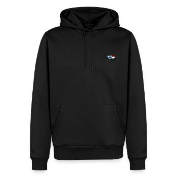 Grèce Drapeau luxembourgeois coeur utilisé - Sweat à capuche Premium bio Homme - noir - Devant - Nico (187cm)