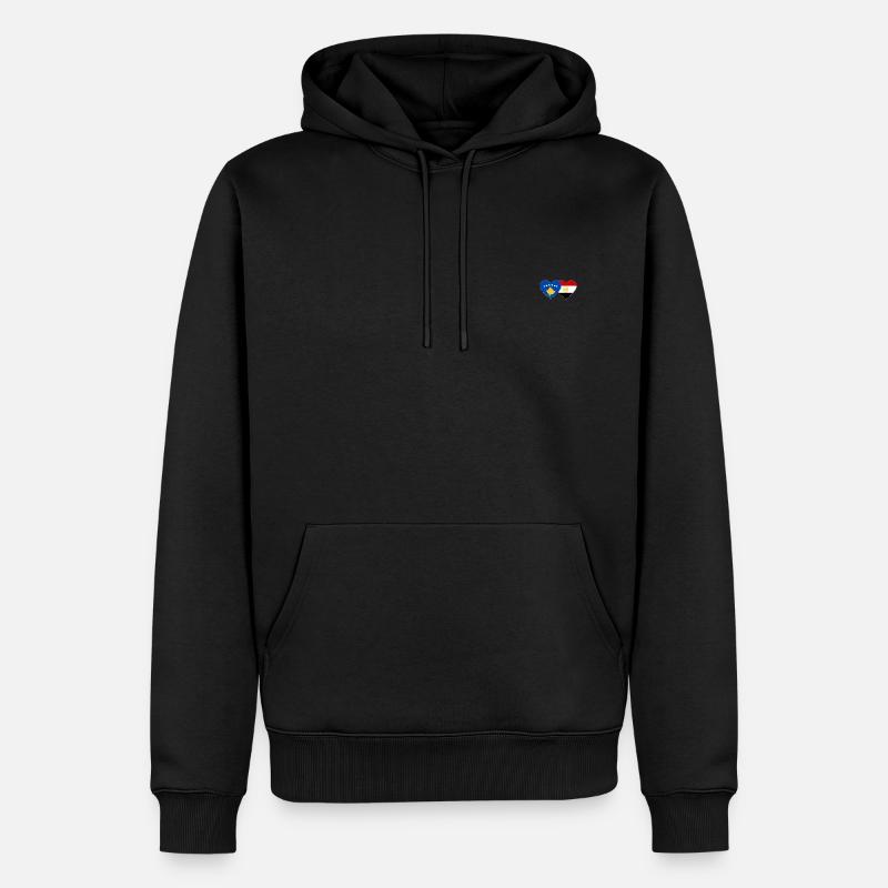 Kosovo Egypte Drapeau Coeur - Sweat à capuche Premium bio Homme - noir