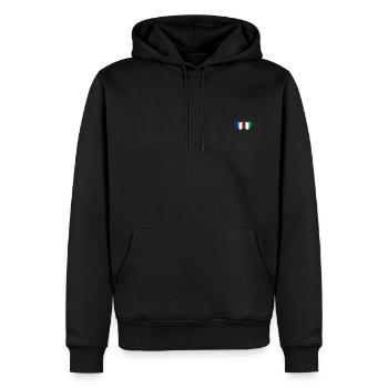 Drapeau France Nigeria Cœur - Sweat à capuche Premium bio Homme - noir - Devant - Nico (187cm)