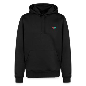 Turquie Kazakhstan Drapeau Coeur - Sweat à capuche Premium bio Homme - noir - Devant - Nico (187cm)