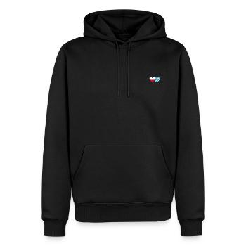 Pologne Bavière Drapeau Coeur - Sweat à capuche Premium bio Homme - noir - Devant - Nico (187cm)