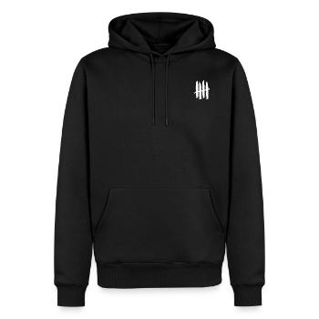MESSER OUT RECORDS Logo W - Männer Premium Bio Hoodie - Schwarz - Vorne - Nico (187cm)