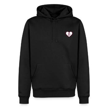 Herzbuchstabe Burgund Trendsport - Geschenkidee - Männer Premium Bio Hoodie - Schwarz - Vorne - Nico (187cm)