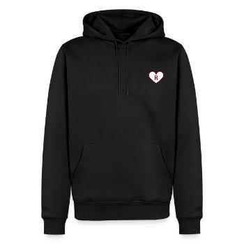 Buchstabe r Herz Sport Trend Burgund - Geschenkidee - Männer Premium Bio Hoodie - Schwarz - Vorne - Nico (187cm)