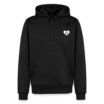 Buchstabe m Herz Sport Trend grün - Geschenkidee - Männer Premium Bio Hoodie - Schwarz - Vorne - Nico (187cm)
