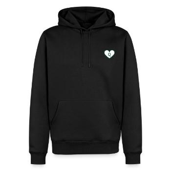 Lettre q cœur sport tendance vert - idée cadeau - Sweat à capuche Premium bio Homme - noir - Devant - Nico (187cm)