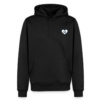 Buchstabe m Herz Sport Trend blau - Geschenkidee - Männer Premium Bio Hoodie - Schwarz - Vorne - Nico (187cm)