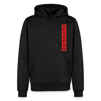 Tirol - Männer Premium Bio Hoodie - Schwarz - Vorne - Nico (187cm)