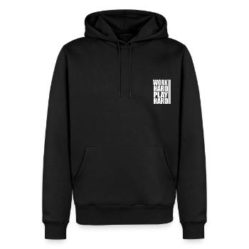 Work Hard Play Hard IGP Mondioring - Men’s Premium Organic Hoodie - black - Front - Nico (187cm)