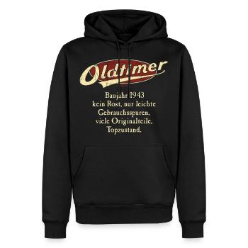 BD - Oldtimer Baujahr Jahrgang 1943 retro red - Männer Premium Bio Hoodie - Schwarz - Vorne - Nico (187cm)