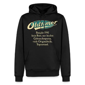 BD - Oldtimer Baujahr Jahrgang 1981 retro türkis - Männer Premium Bio Hoodie - Schwarz - Vorne - Nico (187cm)