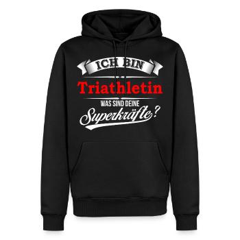Triathlet Triathletin Triathlon Ausdauermehrkampf - Männer Premium Bio Hoodie - Schwarz - Vorne - Nico (187cm)