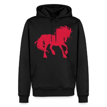Einhorn - Männer Premium Bio Hoodie - Schwarz - Vorne - Nico (187cm)