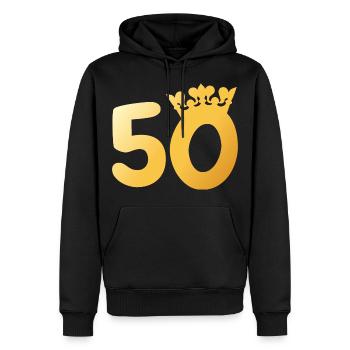 50ème anniversaire 50ème anniversaire cadeau de la Couronne - Sweat à capuche Premium bio Homme - noir - Devant - Nico (187cm)