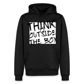 Motivation - Think outside the Box - Männer Premium Bio Hoodie - Schwarz - Vorne - Nico (187cm)