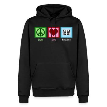 Peace Love Radiology - Men’s Premium Organic Hoodie - black - Front - Nico (187cm)