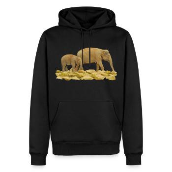 Mum and Baby Indian Elephant - Men’s Premium Organic Hoodie - black - Front - Nico (187cm)