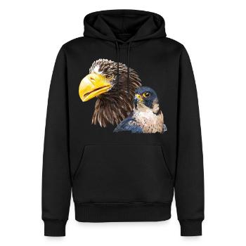 Riesenpigargo und Wanderfalke - Männer Premium Bio Hoodie - Schwarz - Vorne - Nico (187cm)