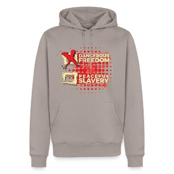 Je préfère la liberté dangereuse - Jefferson - Sweat à capuche Premium bio Homme - taupe - Devant - Nico (187cm)