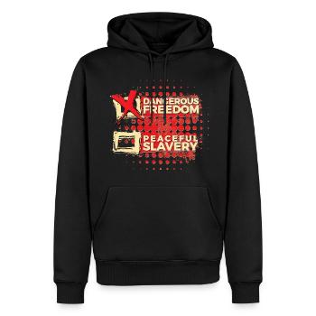 Ich bevorzuge gefährliche Freiheit - Jefferson - Männer Premium Bio Hoodie - Schwarz - Vorne - Nico (187cm)