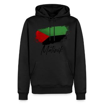 Der Martinique - Männer Premium Bio Hoodie - Schwarz - Vorne - Nico (187cm)