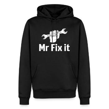 Mr Fix it - Men’s Premium Organic Hoodie - black - Front - Nico (187cm)