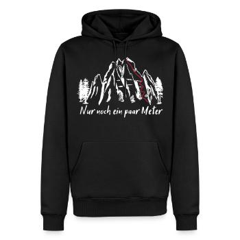 Berge, Bergsteigen - nur noch ein paar Meter - Männer Premium Bio Hoodie - Schwarz - Vorne - Nico (187cm)