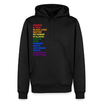 Science Is Real Black Lives Matter Human Rights - Men’s Premium Organic Hoodie - black - Front - Nico (187cm)